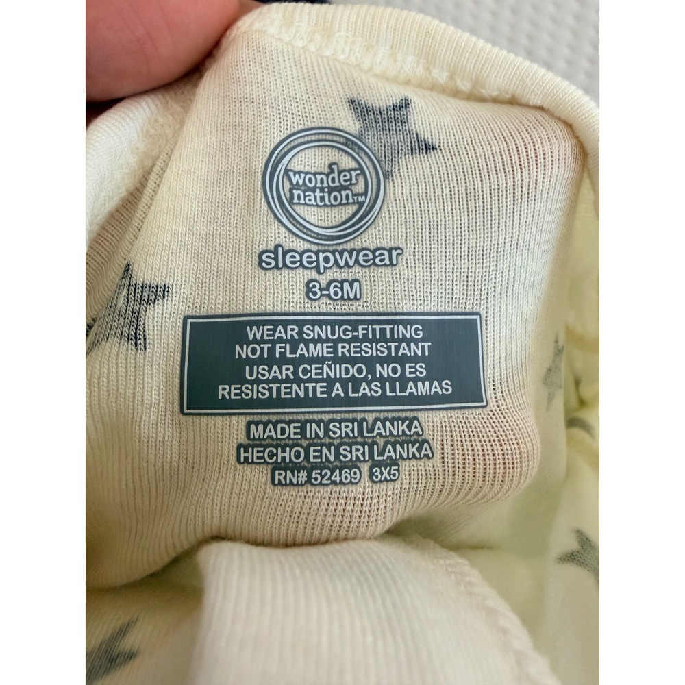 Wonder Nation Baby 2pk Modal Sleepers Stars Grey Navy 3-6M 2-Way ZipFootedSleepr - Picture 6 of 7